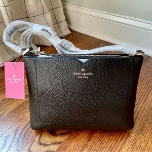 Kate Spade Black Harlow Pebbled Leather Crossbody